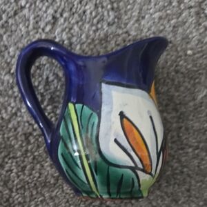 Handcrafted Blue Floral Ceramic Pitcher